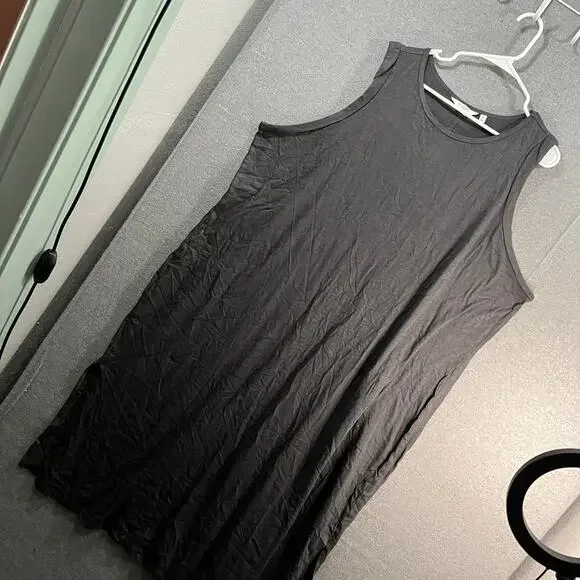 Candace Cameron Bure Sunkissed Regular Midi T-Shirt Dress Washed Black Size 3X - Picture 2 of 14